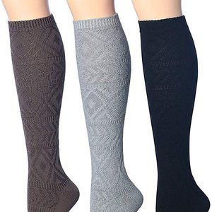 Women's Knee High Socks 3 Pair Gray Knee Highs Knee High Socks